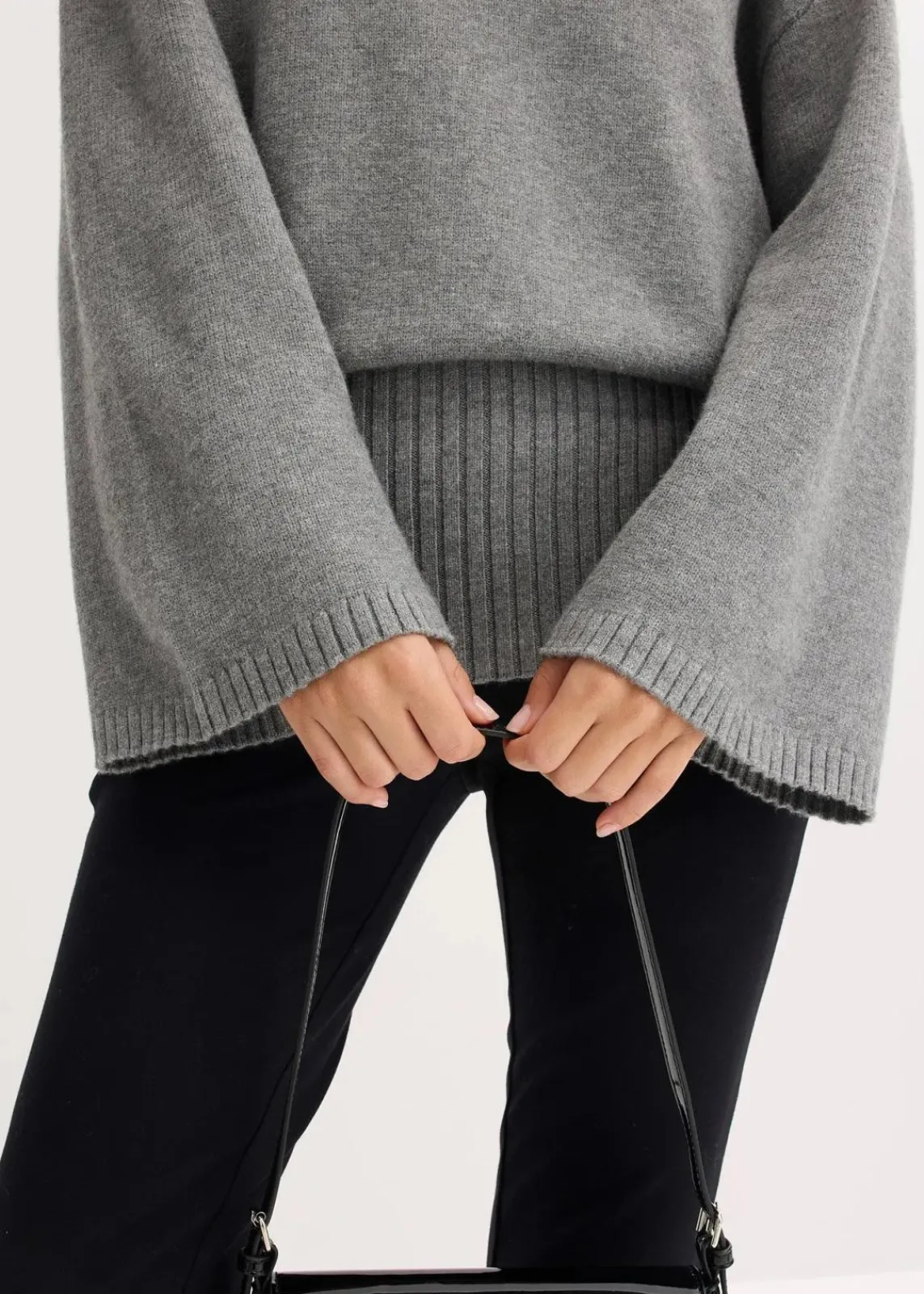 bonprix Bekleidung·Umstandsmode|Bekleidung·Jeans^Oversize-Pullover aus softem Viskose-Mix grau meliert