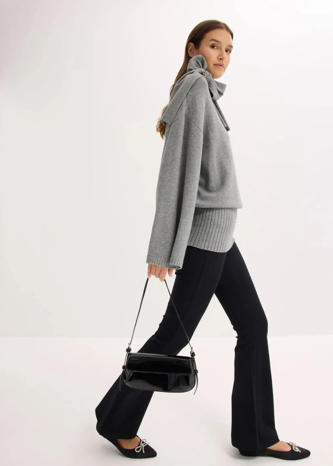 bonprix Bekleidung·Umstandsmode|Bekleidung·Jeans^Oversize-Pullover aus softem Viskose-Mix grau meliert