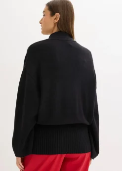 bonprix Bekleidung·Umstandsmode|Bekleidung·Jeans^Oversize-Pullover aus softem Viskose-Mix schwarz