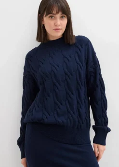 bonprix Bekleidung·Umstandsmode|Strickmode^Oversize-Pullover aus softem Viskose-Mix dunkelblau