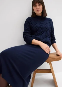 bonprix Bekleidung·Umstandsmode|Strickmode^Oversize-Pullover aus softem Viskose-Mix dunkelblau