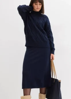 bonprix Bekleidung·Umstandsmode|Strickmode^Oversize-Pullover aus softem Viskose-Mix dunkelblau