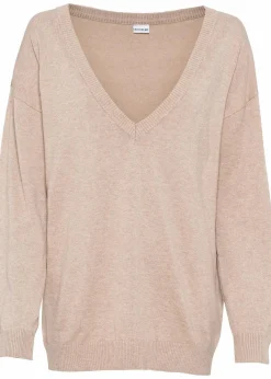 bonprix Bekleidung·Umstandsmode|Strickmode^Oversize-Pullover aus Viskose- mix beige meliert