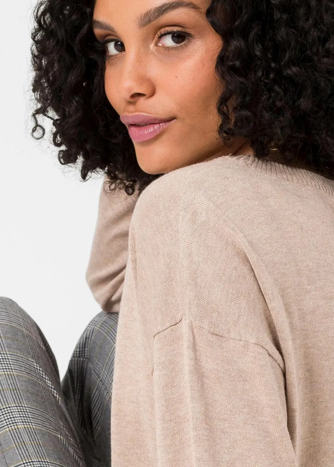 bonprix Bekleidung·Umstandsmode|Strickmode^Oversize-Pullover aus Viskose- mix beige meliert