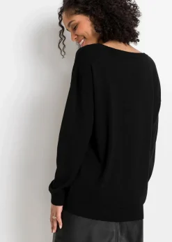 bonprix Bekleidung·Umstandsmode|Strickmode^Oversize-Pullover aus Viskose- mix schwarz