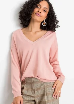 bonprix Pullover & Strickjacken|Bekleidung·Jeans^Oversize-Pullover aus Viskose- mix vintagerosa