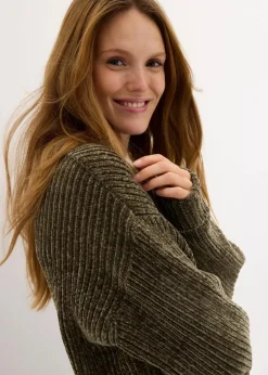 bonprix Bekleidung·Umstandsmode|Bekleidung·Jeans^Oversize-Pullover aus weichem Chenille dunkeloliv