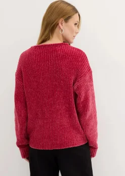 bonprix Strickmode|Nachhaltigere Materialien^Oversize-Pullover aus weichem Chenille beerenrot