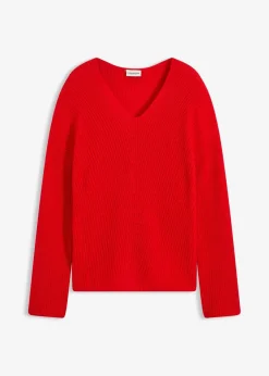 bonprix Bekleidung·Umstandsmode|Strickmode^Oversize-Pullover aus Woll-Mix lavarot