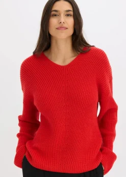 bonprix Bekleidung·Umstandsmode|Strickmode^Oversize-Pullover aus Woll-Mix lavarot