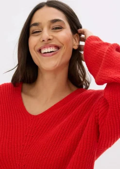 bonprix Bekleidung·Umstandsmode|Strickmode^Oversize-Pullover aus Woll-Mix lavarot