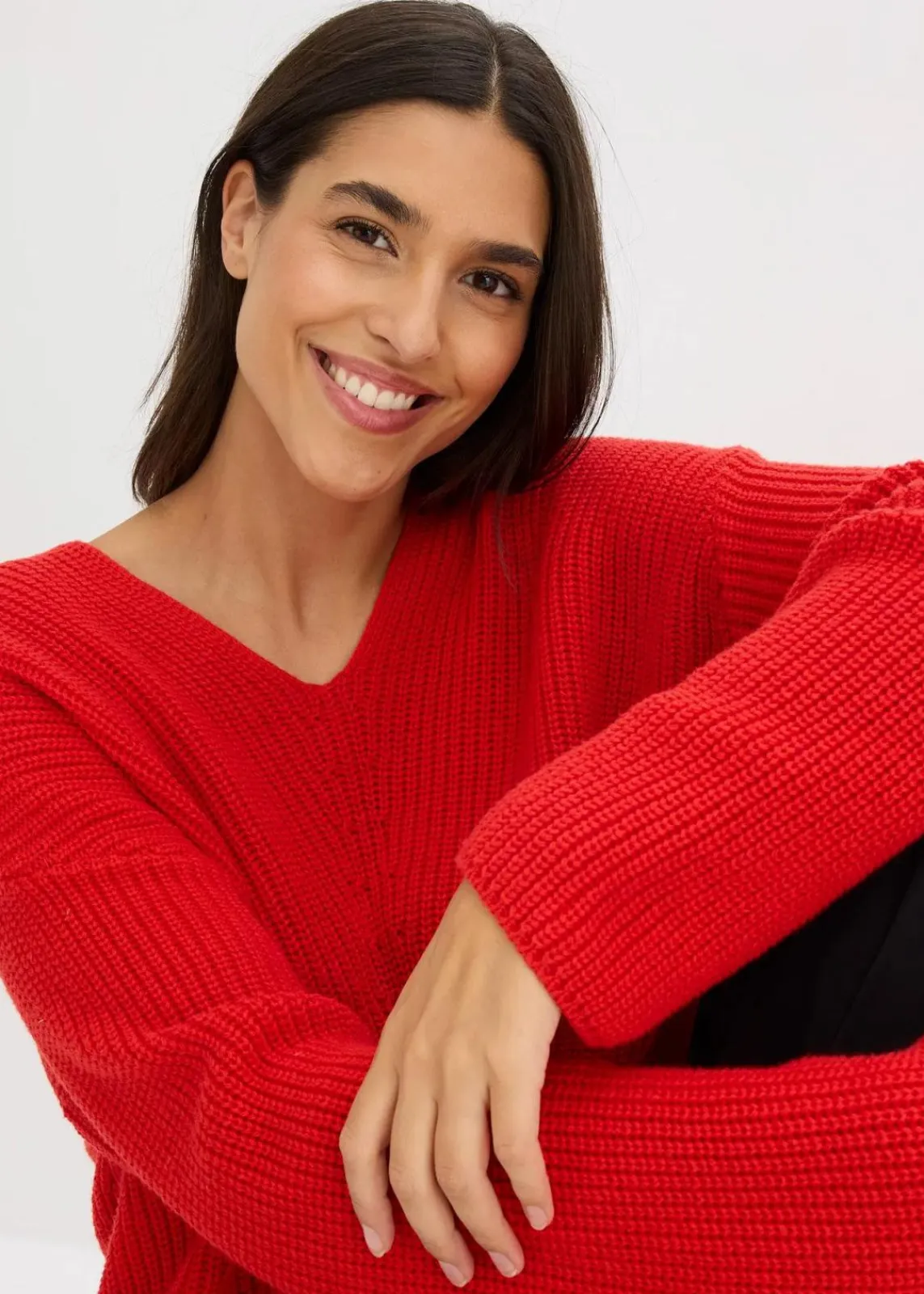 bonprix Bekleidung·Umstandsmode|Strickmode^Oversize-Pullover aus Woll-Mix lavarot