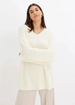 bonprix Bekleidung·Umstandsmode|Strickmode^Oversize-Pullover aus Woll-Mix cremeweiß