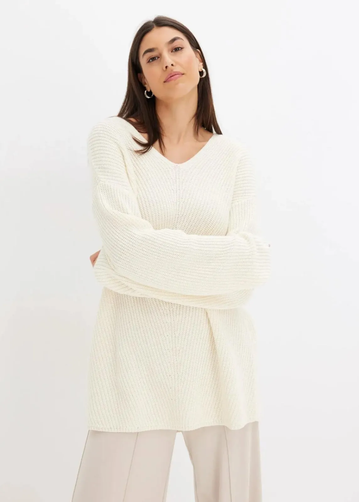 bonprix Bekleidung·Umstandsmode|Strickmode^Oversize-Pullover aus Woll-Mix cremeweiß