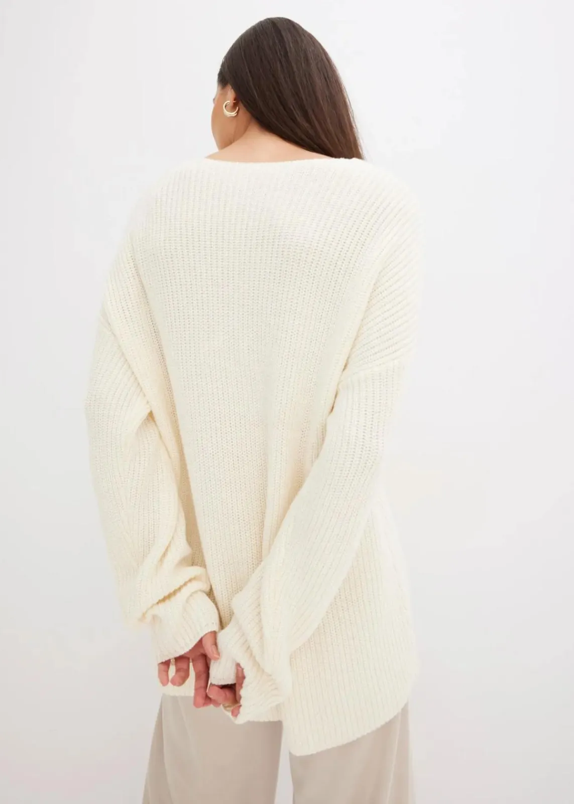 bonprix Bekleidung·Umstandsmode|Strickmode^Oversize-Pullover aus Woll-Mix cremeweiß