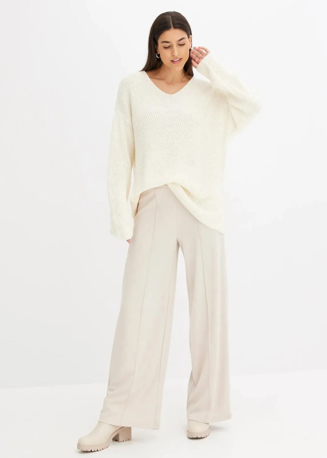 bonprix Bekleidung·Umstandsmode|Strickmode^Oversize-Pullover aus Woll-Mix cremeweiß