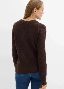 bonprix Bekleidung·Umstandsmode|Pullover & Strickjacken^Oversize-Pullover aus Zopfstrick dunkelbraun