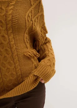 bonprix Bekleidung·Umstandsmode|Bekleidung·Jeans^Oversize-Pullover mit Fransen cognac braun