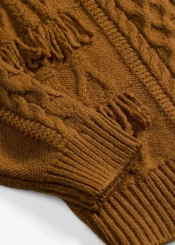 bonprix Bekleidung·Umstandsmode|Bekleidung·Jeans^Oversize-Pullover mit Fransen cognac braun