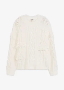 bonprix Bekleidung·Umstandsmode|Bekleidung·Jeans^Oversize-Pullover mit Fransen perlweiß