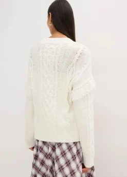 bonprix Bekleidung·Umstandsmode|Bekleidung·Jeans^Oversize-Pullover mit Fransen perlweiß