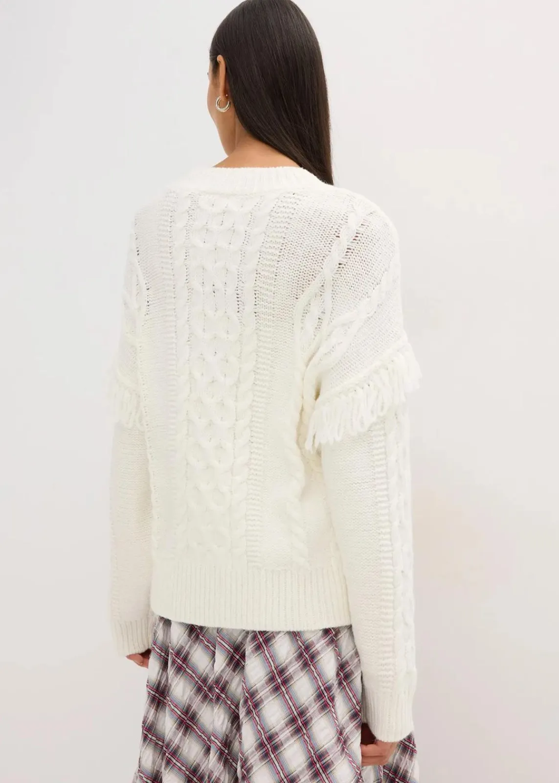 bonprix Bekleidung·Umstandsmode|Bekleidung·Jeans^Oversize-Pullover mit Fransen perlweiß
