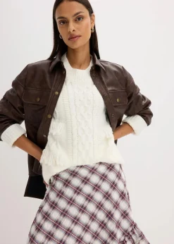 bonprix Bekleidung·Umstandsmode|Bekleidung·Jeans^Oversize-Pullover mit Fransen perlweiß