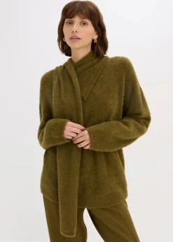 bonprix Bekleidung·Umstandsmode|Bekleidung·Jeans^Oversize-Pullover mit Schal erdoliv