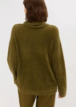 bonprix Bekleidung·Umstandsmode|Bekleidung·Jeans^Oversize-Pullover mit Schal erdoliv