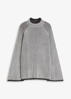 bonprix Bekleidung·Umstandsmode|Strickmode^Oversize-Pullover mit Stehkragen schiefergrau meliert