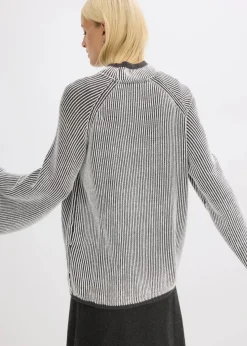 bonprix Bekleidung·Umstandsmode|Strickmode^Oversize-Pullover mit Stehkragen schiefergrau meliert