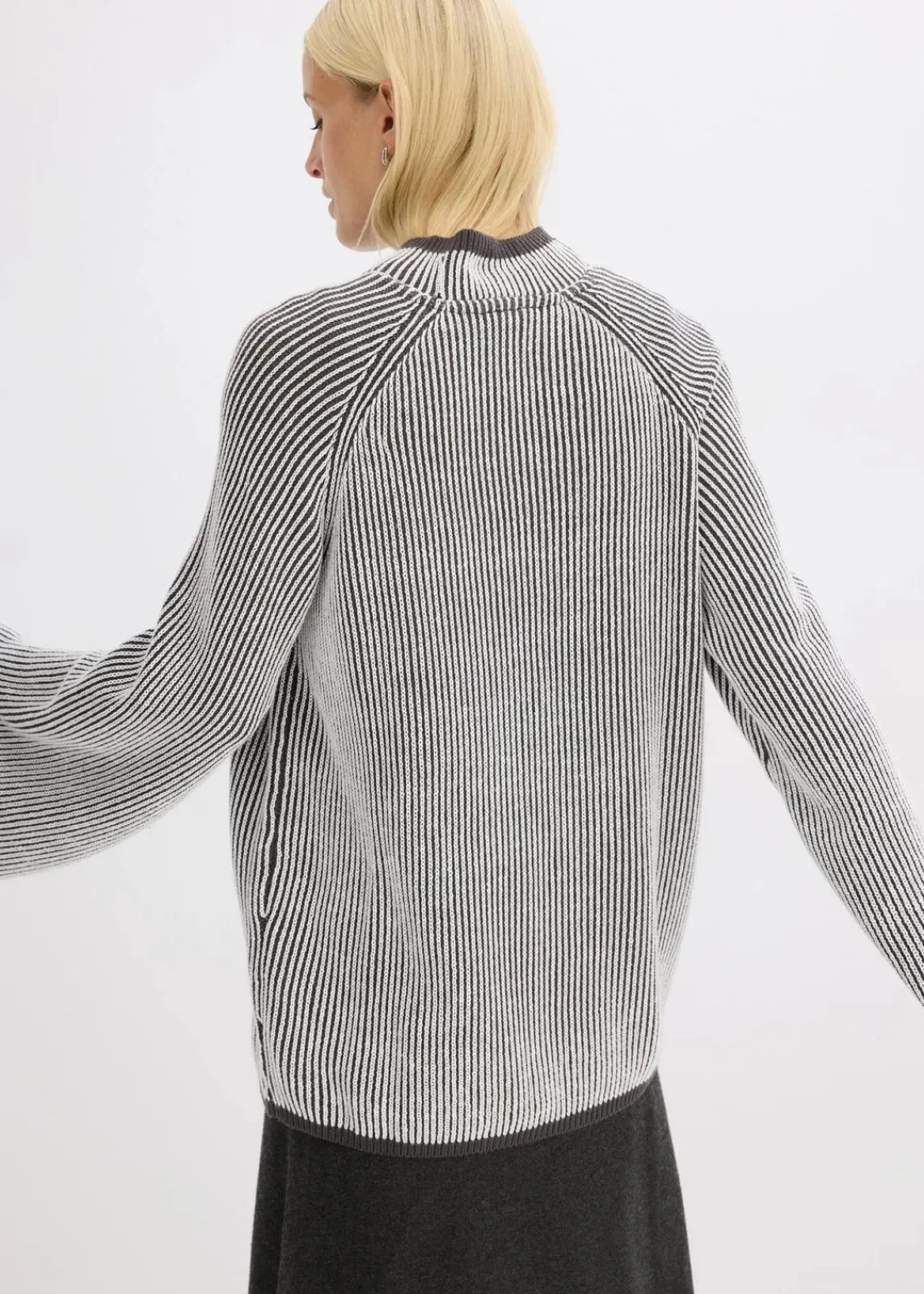 bonprix Bekleidung·Umstandsmode|Strickmode^Oversize-Pullover mit Stehkragen schiefergrau meliert