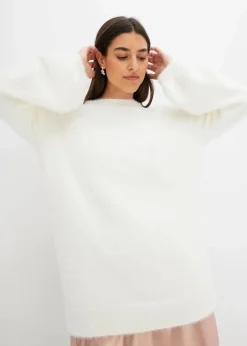 bonprix Bekleidung·Umstandsmode|Bekleidung·Jeans^Oversize-Pullover mit tiefem Rückenausschnitt wollweiß