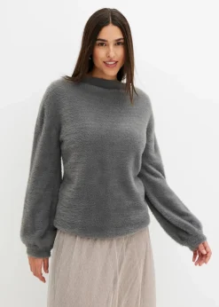 bonprix Bekleidung·Umstandsmode|Bekleidung·Jeans^Oversize-Pullover mit tiefem Rückenausschnitt rauchgrau