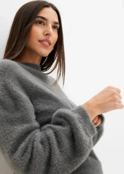 bonprix Bekleidung·Umstandsmode|Bekleidung·Jeans^Oversize-Pullover mit tiefem Rückenausschnitt rauchgrau