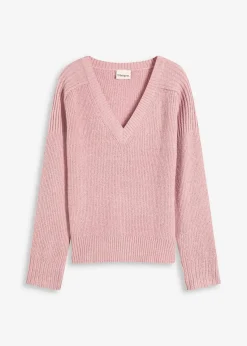 bonprix Bekleidung·Jeans|Pullover & Strickjacken^Oversize-Pullover mit V-Ausschnitt aschrosa