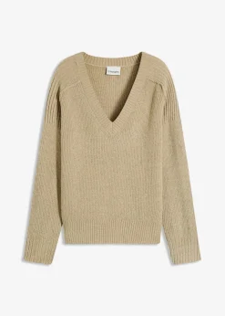 bonprix Bekleidung·Umstandsmode|Strickmode^Oversize-Pullover mit V-Ausschnitt mattschilf