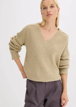 bonprix Bekleidung·Umstandsmode|Strickmode^Oversize-Pullover mit V-Ausschnitt mattschilf