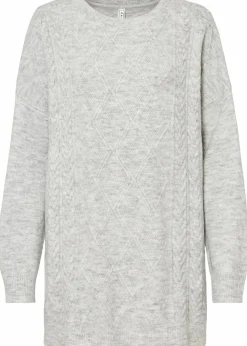 bonprix Bekleidung·Umstandsmode|Bekleidung·Jeans^Oversize-Pullover mit Zopfmuster hellgrau meliert
