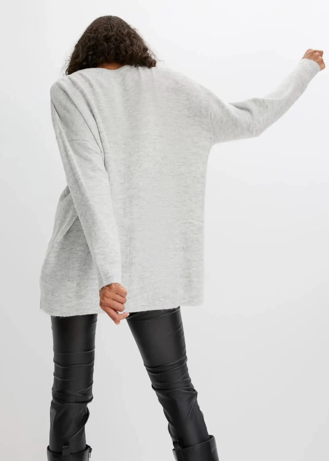 bonprix Bekleidung·Umstandsmode|Bekleidung·Jeans^Oversize-Pullover mit Zopfmuster hellgrau meliert