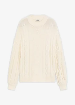 bonprix Strickmode|Pullover & Strickjacken^Oversize-Pullover mit Zopfmuster perlweiß