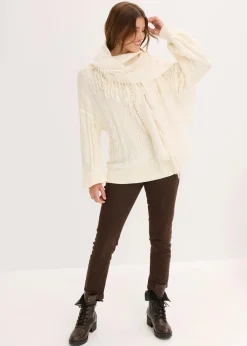 bonprix Strickmode|Pullover & Strickjacken^Oversize-Pullover mit Zopfmuster perlweiß
