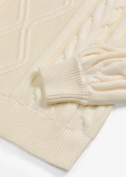 bonprix Strickmode|Pullover & Strickjacken^Oversize-Pullover mit Zopfmuster perlweiß