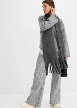 bonprix Bekleidung·Umstandsmode|Bekleidung·Jeans^Oversize-Pullover mit Zopfmuster grau meliert