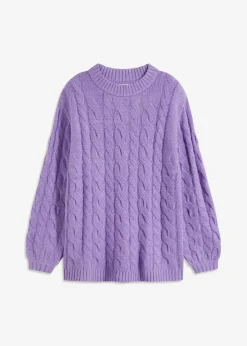 bonprix Pullover & Strickjacken|Strickmode^Oversize-Pullover mit Zopfmuster softlila