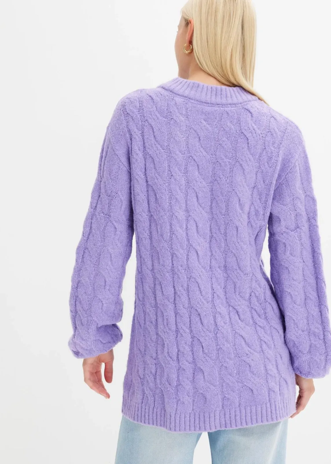 bonprix Pullover & Strickjacken|Strickmode^Oversize-Pullover mit Zopfmuster softlila