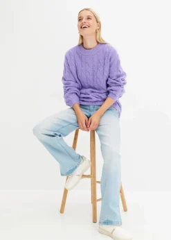 bonprix Pullover & Strickjacken|Strickmode^Oversize-Pullover mit Zopfmuster softlila