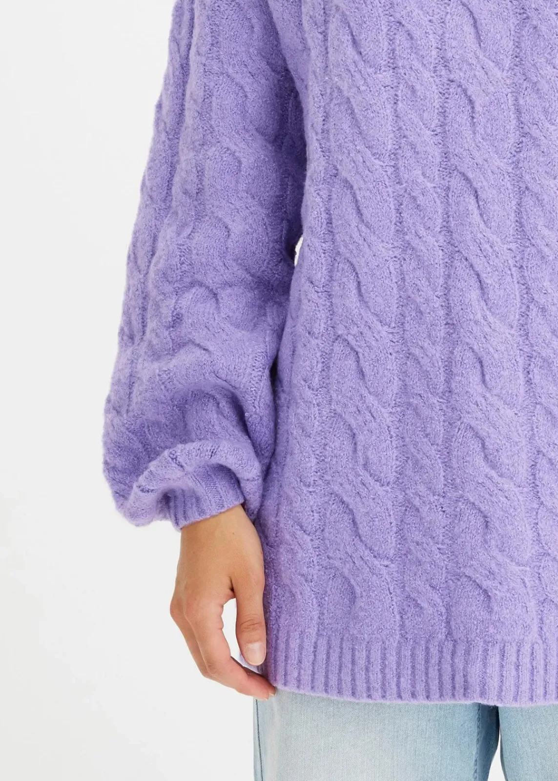bonprix Pullover & Strickjacken|Strickmode^Oversize-Pullover mit Zopfmuster softlila