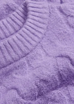 bonprix Pullover & Strickjacken|Strickmode^Oversize-Pullover mit Zopfmuster softlila
