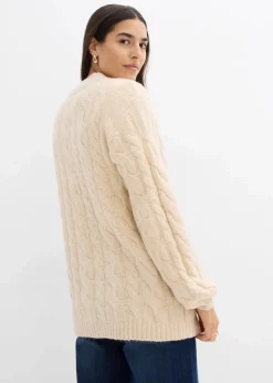bonprix Bekleidung·Umstandsmode|Bekleidung·Jeans^Oversize-Pullover mit Zopfmuster kieselbeige